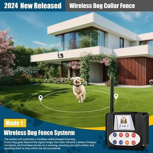 Wireless Dog Fence, Electric Fence Training Collar with Signal